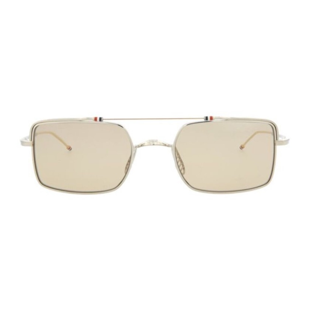 Thom Browne Square Frame Metal Sunglasses - Silver/Gold/Brown
